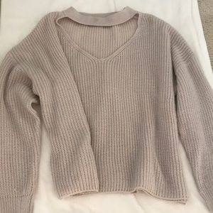 Neck strap cut out sweater
